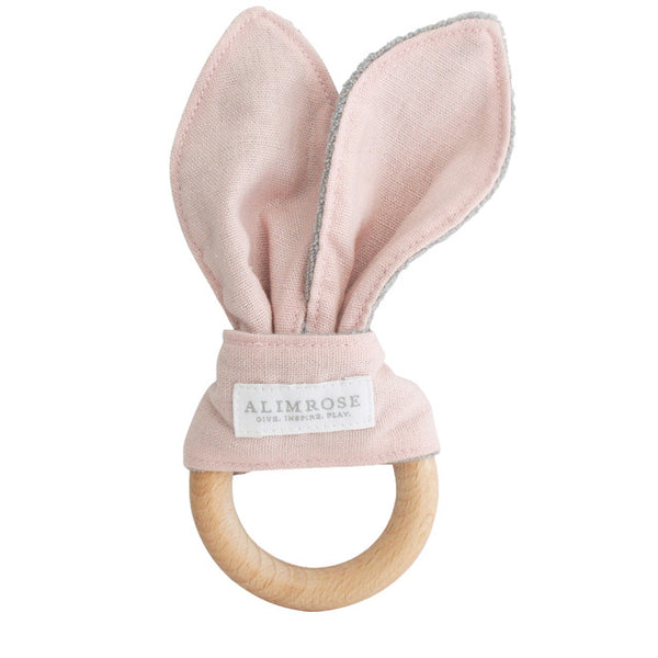 Bailey Bunny Teether - Pink Linen