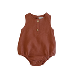 Linen Bubble Romper - Clay