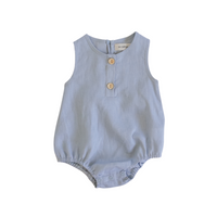 Linen Bubble Romper - Ocean