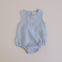 Linen Bubble Romper - Ocean