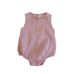 Linen Bubble Romper - Peony
