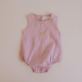 Linen Bubble Romper - Peony