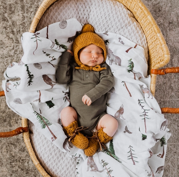 Merino Wool Bonnet & Booties - Bronze