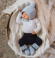 Merino Wool Bonnet & Booties - Blue