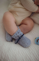 Merino Wool Bonnet & Booties - Blue