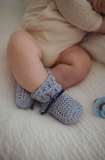 Merino Wool Bonnet & Booties - Blue