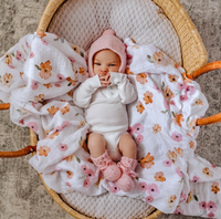 Merino Wool Bonnet & Booties - Pink
