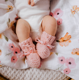 Merino Wool Bonnet & Booties - Pink