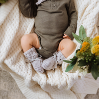 Merino Wool Bonnet & Booties - Grey
