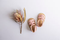 'Boho' Fringed Suede Baby Sandals - Blush Pink