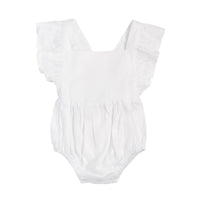 'Romany' Flutter Sleeve Romper - Snow White