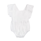 'Romany' Flutter Sleeve Romper - Snow White