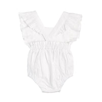 'Romany' Flutter Sleeve Romper - Snow White