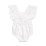 'Romany' Flutter Sleeve Romper - Snow White